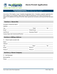 Document preview: Alarm Permit Application - City of Austin, Texas