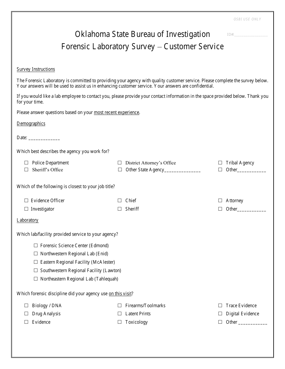 Forensic Laboratory Survey - Customer Service - Oklahoma, Page 2