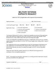 Document preview: Form DCA BBS37M-471 Military Veteran Expedite Request - California