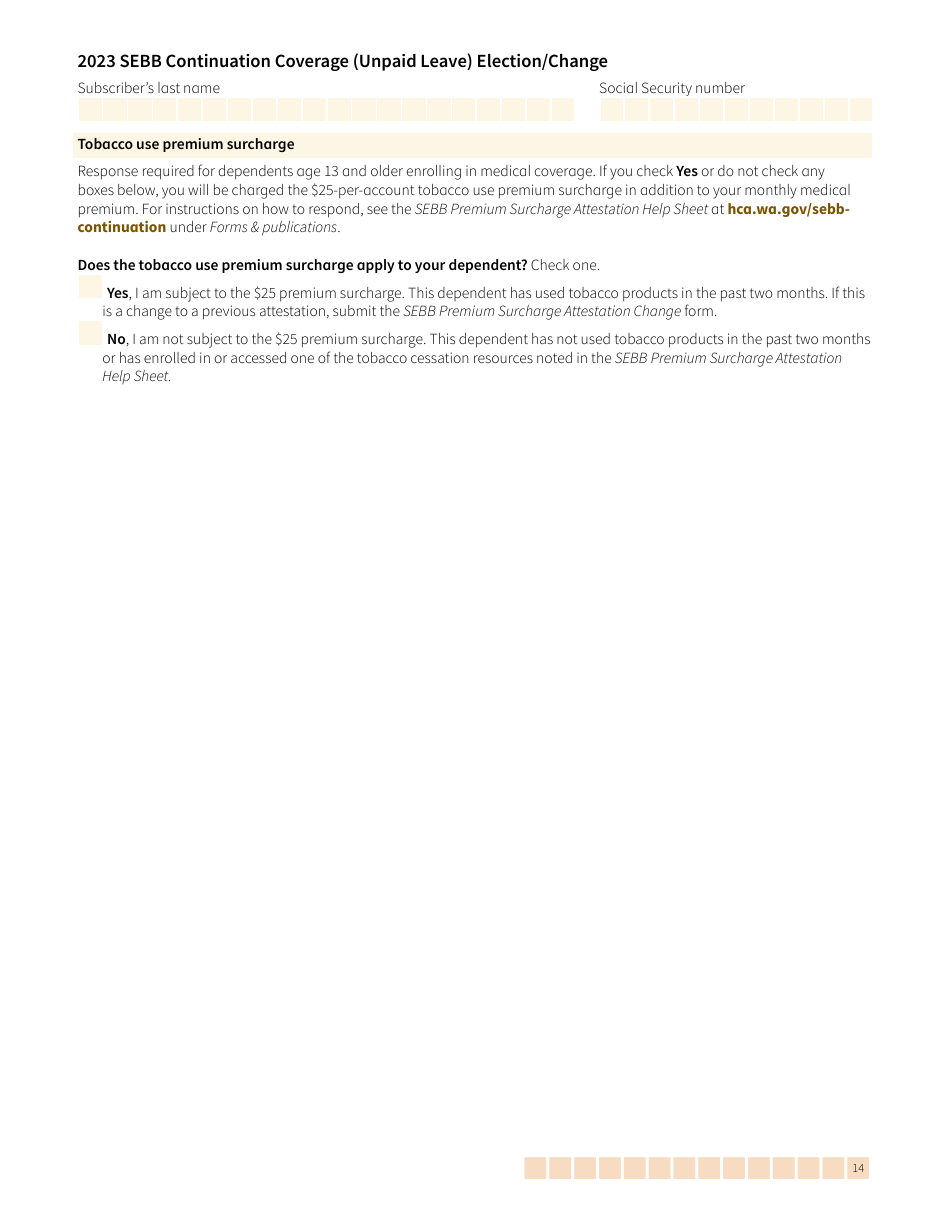 Form HCA20-0059 Sebb Continuation Coverage (Unpaid Leave) Election / Change - Washington, Page 14