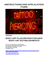 Document preview: Plan Review Application Form for Body Art Establishments - City of Philadelphia, Pennsylvania