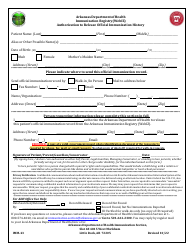 Document preview: Form IMM-43 Immunization Registry (Webiz) Authorization to Release Official Immunization History - Arkansas