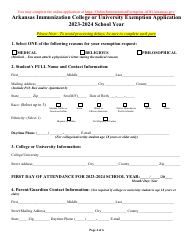 Arkansas Immunization College or University Exemption Application - Arkansas, Page 4