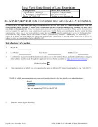 Re-application for Non-standard Test Accommodations (Nta) - New York