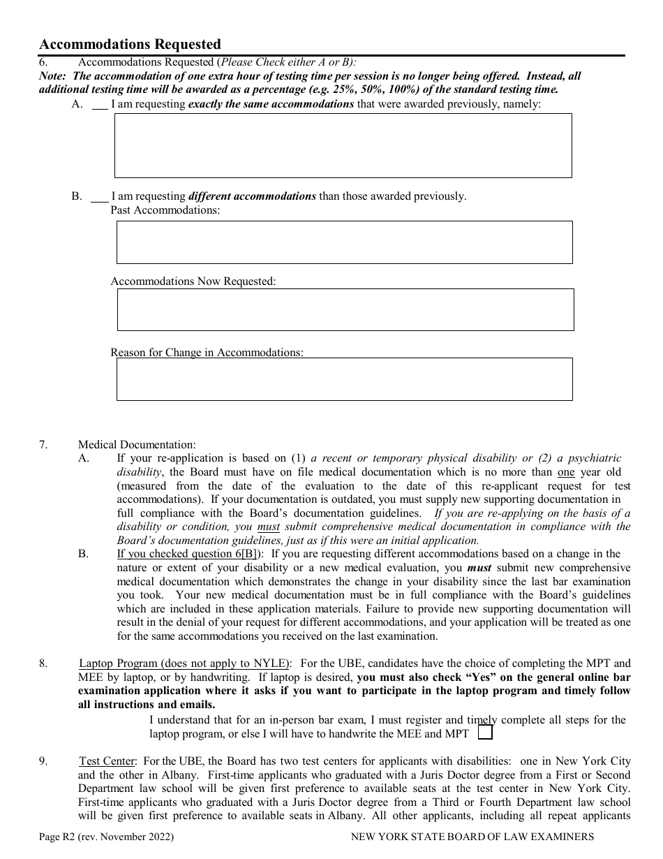 Re-application for Non-standard Test Accommodations (Nta) - New York, Page 2