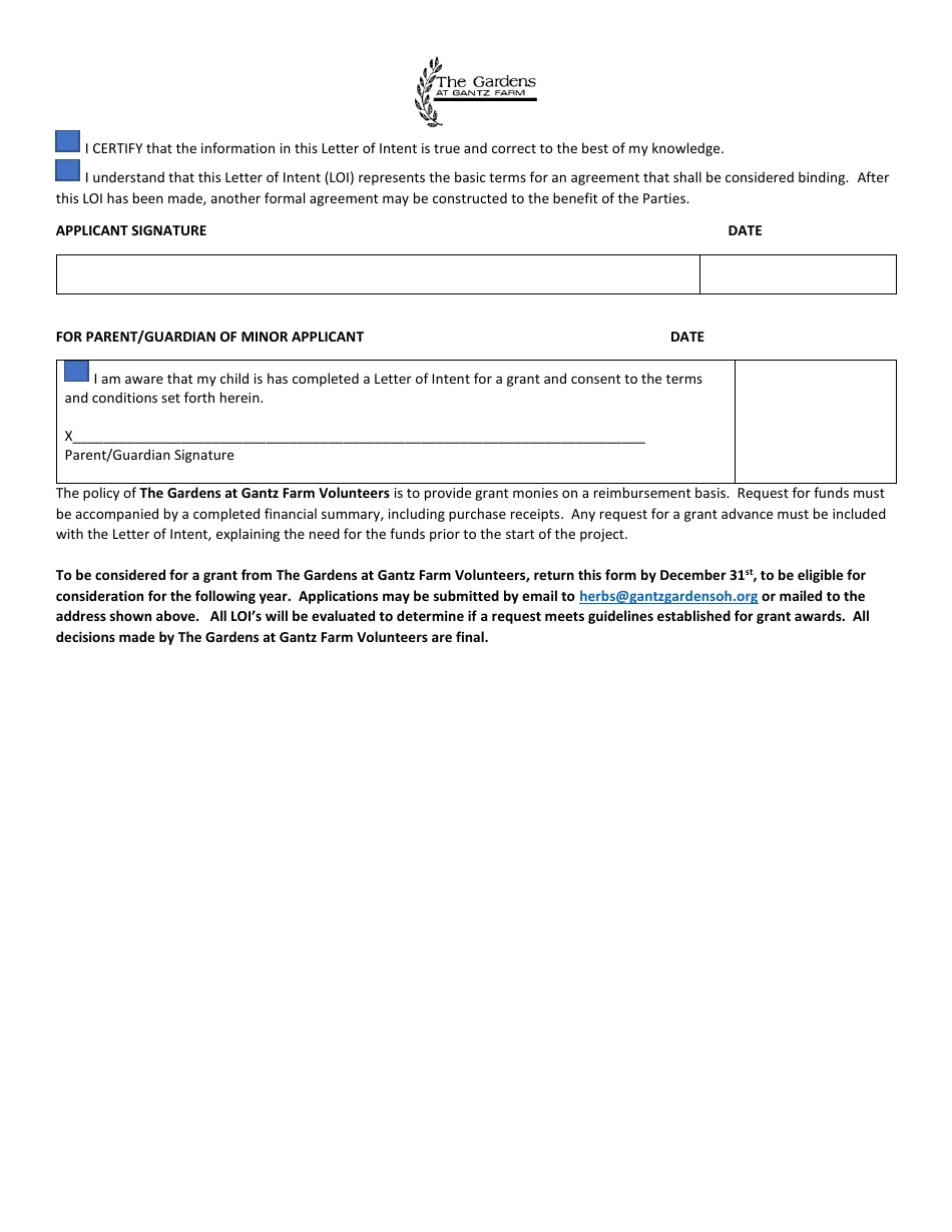 Garden Grant Letter of Intent - Grove City, Ohio, Page 4