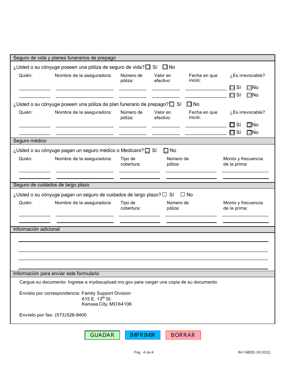 Formulario IM-1ABDS Personas Mayores, Invidentes Y Discapacitadas - Missouri (Spanish), Page 4