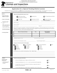 Document preview: Form AB (L_031_F) Application for a Special Vending District License - City of Philadelphia, Pennsylvania