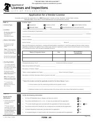 Form AB (L_032_F) Application for a Vendor License - City of Philadelphia, Pennsylvania