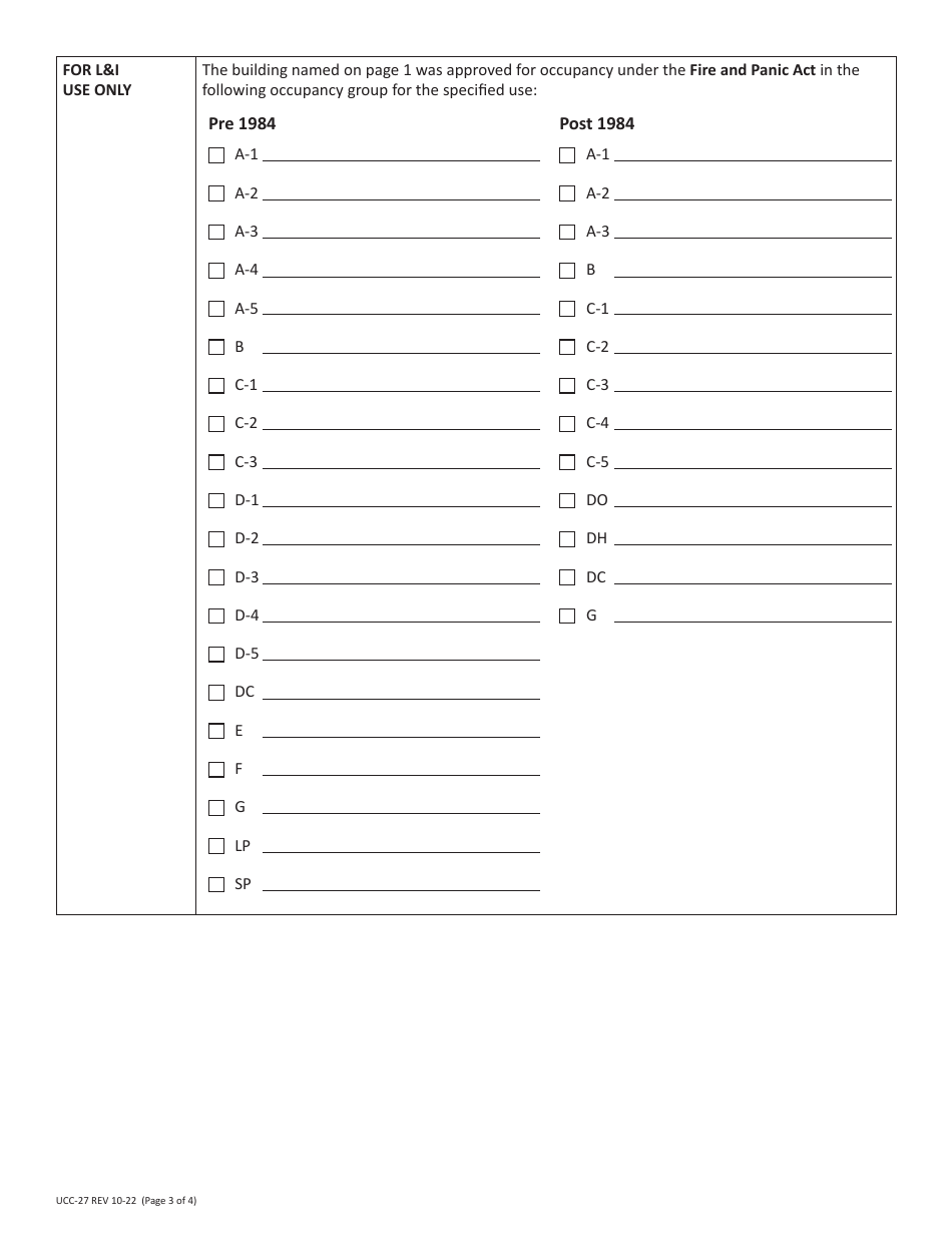 Form UCC-27 Request for Duplicate or Revised Occupancy Permit / Certificate - Pennsylvania, Page 3