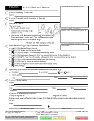Document preview: Form CH-200 Proof of Personal Service (Civil Harassment Prevention) - California