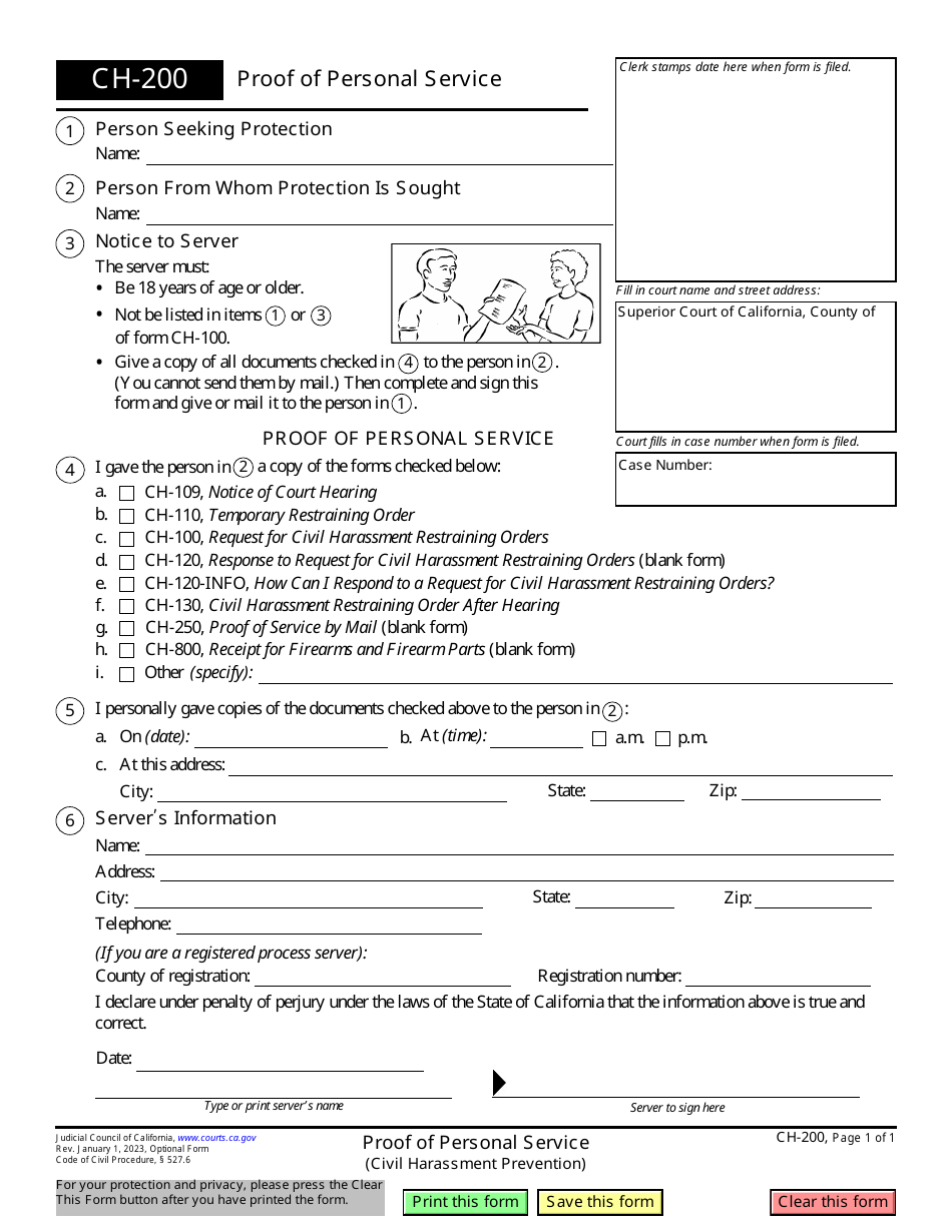 Form CH-200 Download Fillable PDF or Fill Online Proof of Personal ...