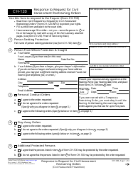 Document preview: Form CH-120 Response to Request for Civil Harassment Restraining Orders - California