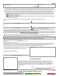 Form DE-305 Affidavit Re Real Property of Small Value - California, Page 2