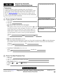 Form DV-100 Request for Domestic Violence Restraining Order - California