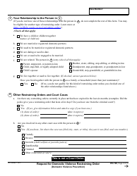 Form DV-100 Request for Domestic Violence Restraining Order - California, Page 2