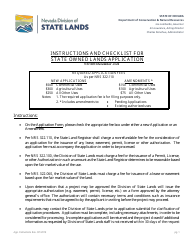 Application for Authorization to Use State Owned Lands - Nevada