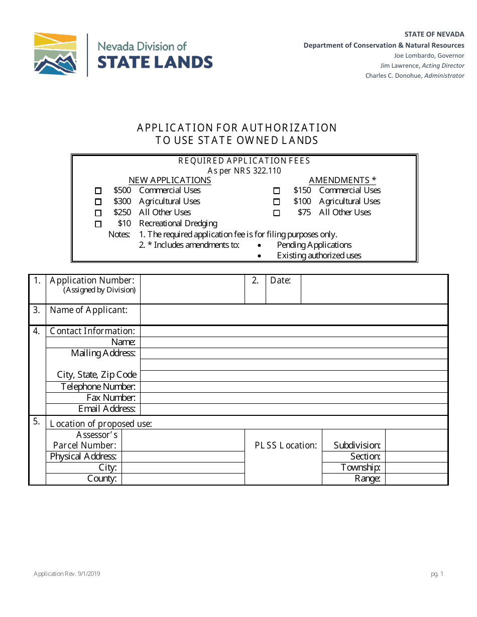 Application for Authorization to Use State Owned Lands - Nevada, Page 5
