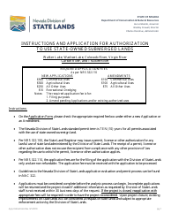 Application for Authorization to Use State-Owned Submerged Lands - Nevada