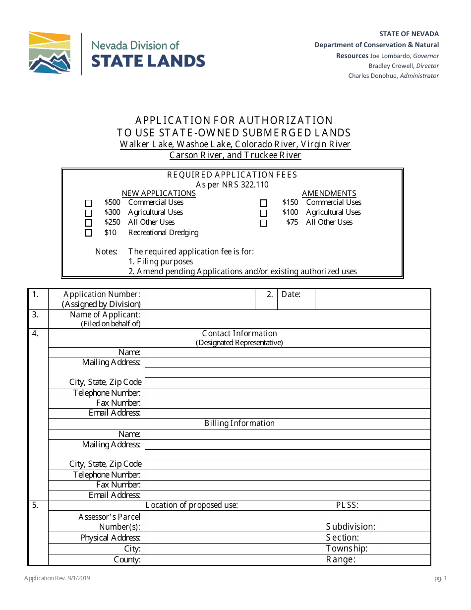 Application for Authorization to Use State-Owned Submerged Lands - Nevada, Page 6