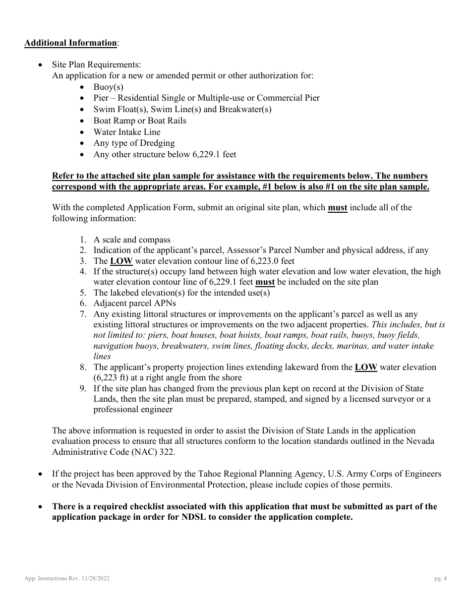 Application for Authorization to Use State-Owned Submerged Lands at Lake Tahoe - Nevada, Page 4