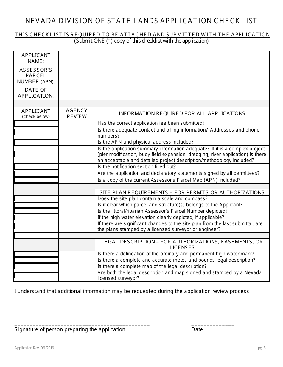Application for Authorization to Use State-Owned Submerged Lands - Walker Lake, Washoe Lake, Colorado River, Virgin River Carson River, and Truckee River - Nevada, Page 10