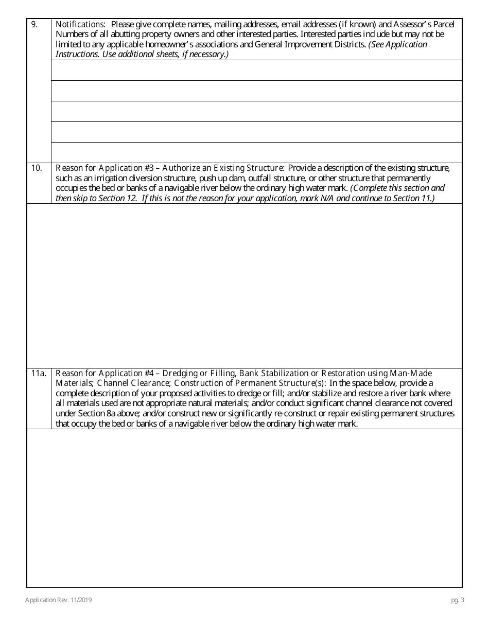 Application for Authorization to Use State-Owned Submerged Lands for Agriculture or Conservation - Nevada, Page 3