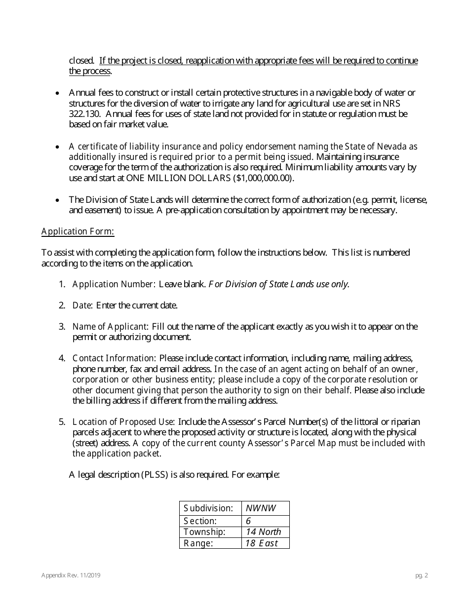 Application for Authorization to Use State-Owned Submerged Lands for Agriculture or Conservation - Nevada, Page 8