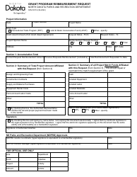 Form SFN59174 Grant Program Reimbursement Request - North Dakota