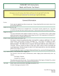 Instructions for Form MRT-441 Meals and Rooms Tax Return - Vermont