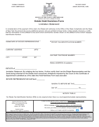 Document preview: Estate Hold Harmless Form Limitation Statement - New York