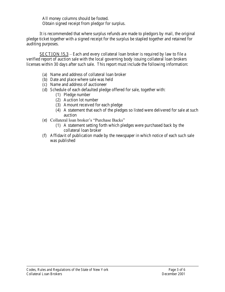 Collateral Loan Brokers Codes, Rules and Regulations - New York, Page 3