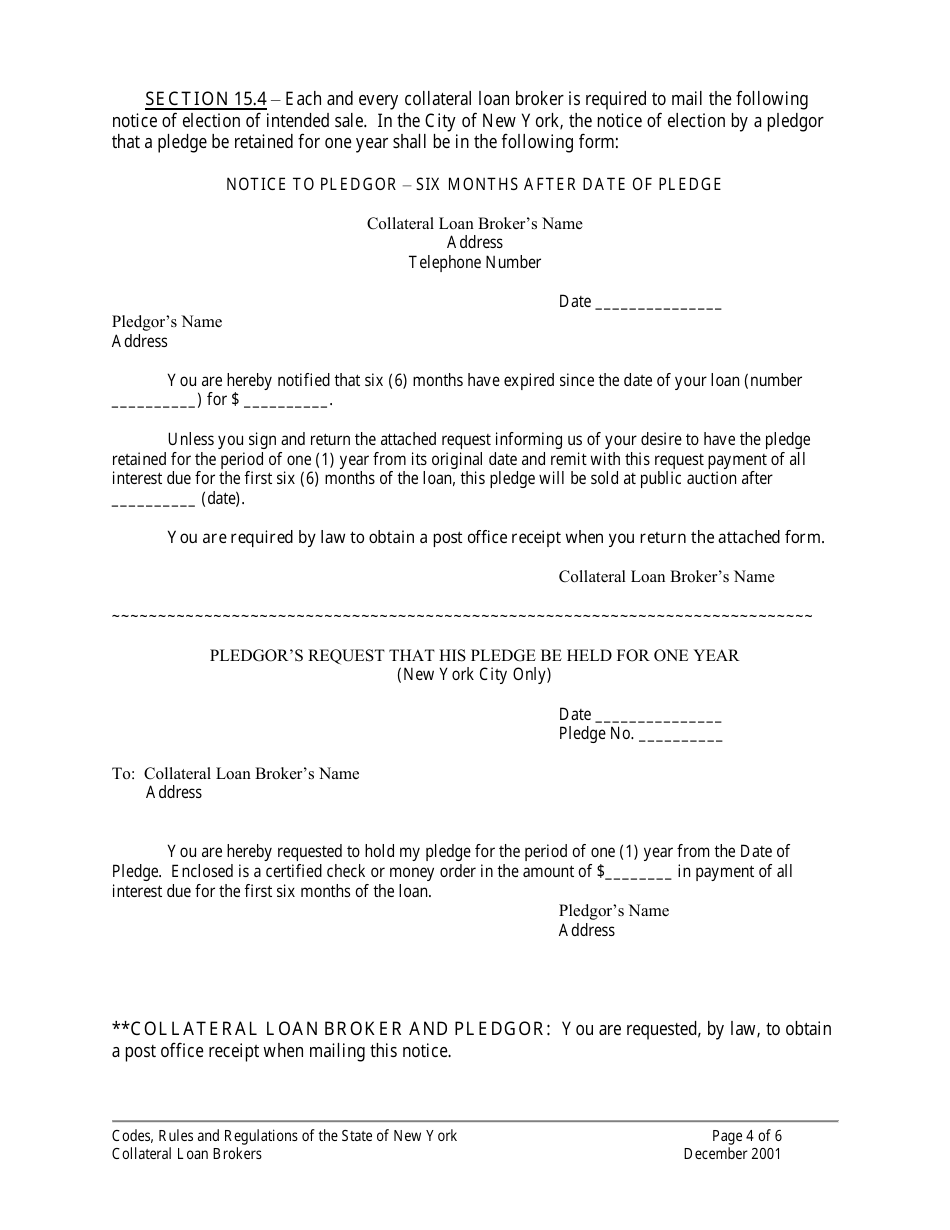 Collateral Loan Brokers Codes, Rules and Regulations - New York, Page 4