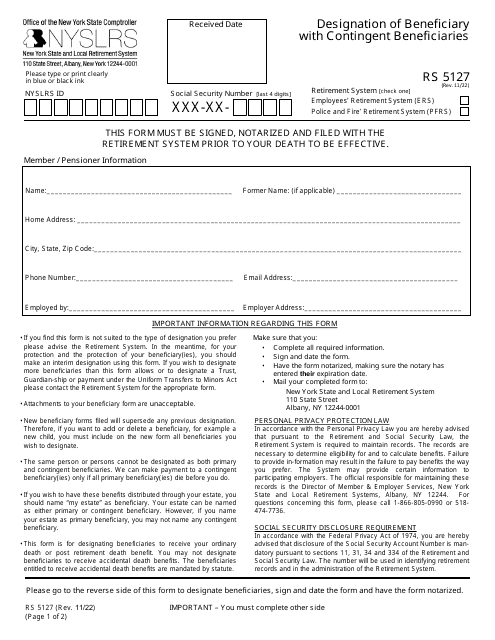 Form RS5127  Printable Pdf