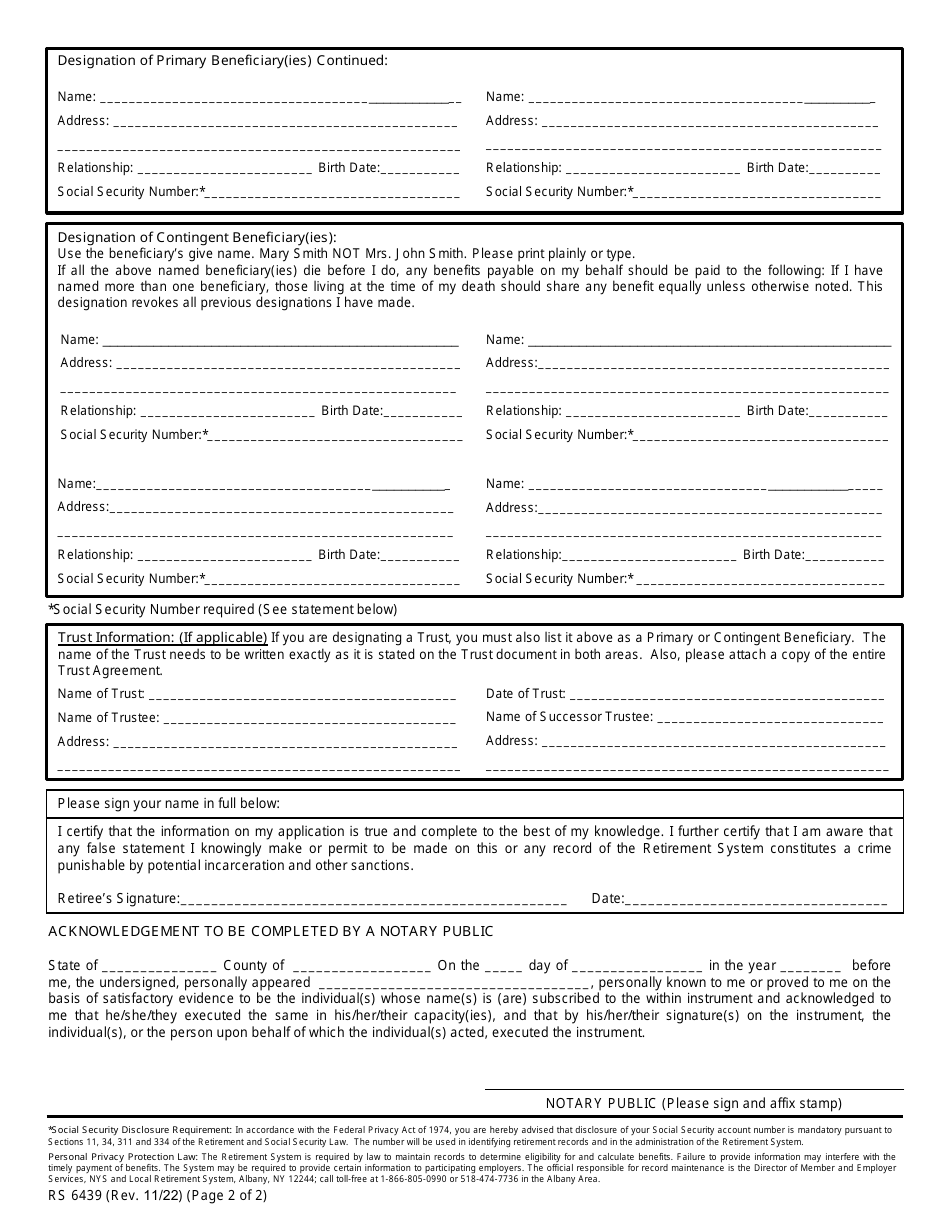 Form RS6439 Download Fillable PDF or Fill Online Pensioner's ...