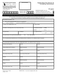 Form RS6411 Application for Article 14 Disability Retirement - New York