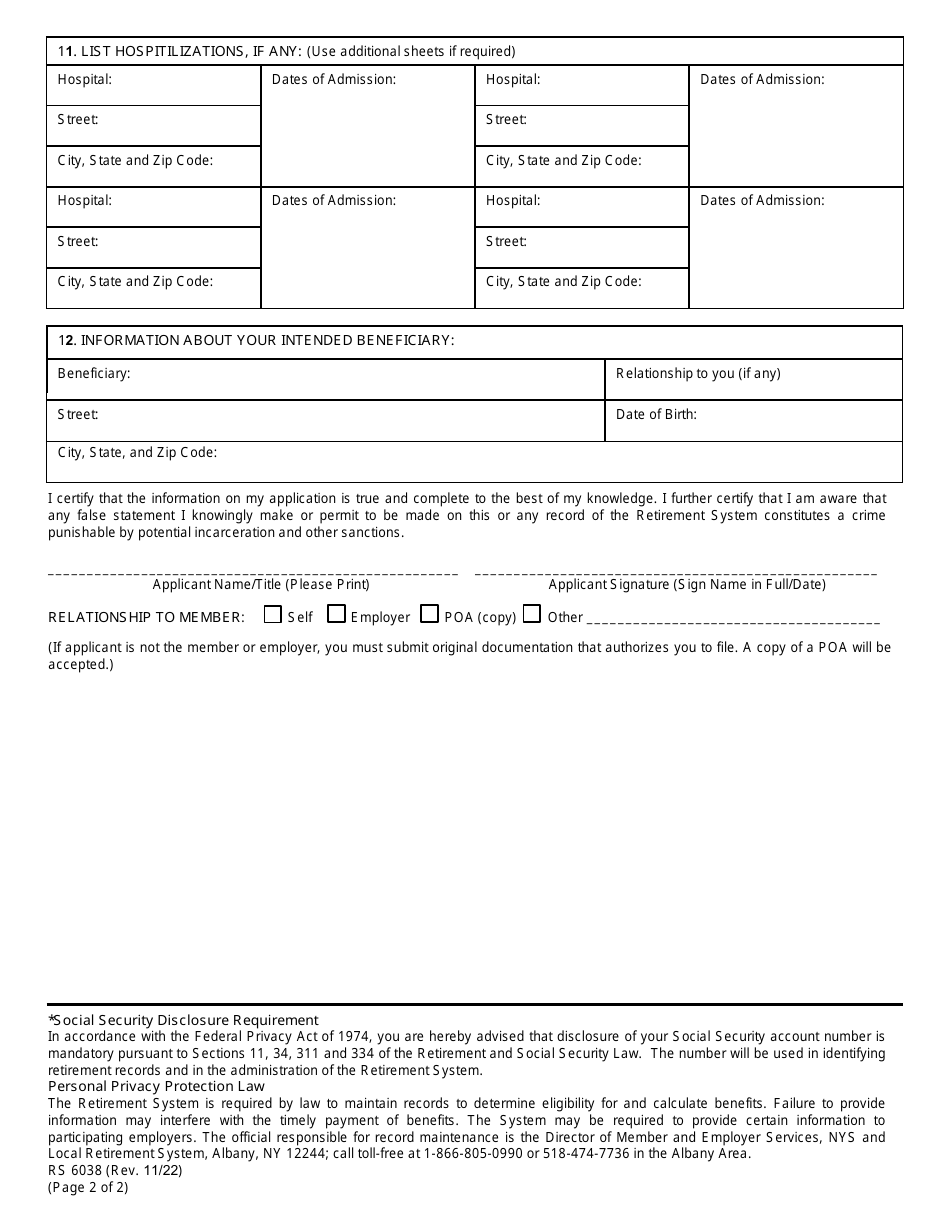 Form RS6038 - Fill Out, Sign Online and Download Fillable PDF, New York ...