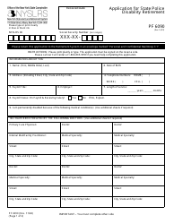 Document preview: Form PF6090 Application for State Police Disability Retirement - New York