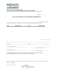 Document preview: Form 401-197 Tax/Lien Certificate Transfer Endorsement - Broward County, Florida