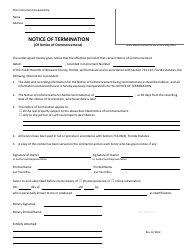 Document preview: Notice of Termination (Of Notice of Commencement) - Broward County, Florida