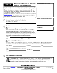 Document preview: Form DV-120 Response to Request for Domestic Violence Restraining Order (Domestic Violence Prevention) - California