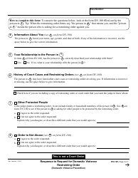 Form DV-120 Response to Request for Domestic Violence Restraining Order (Domestic Violence Prevention) - California, Page 2