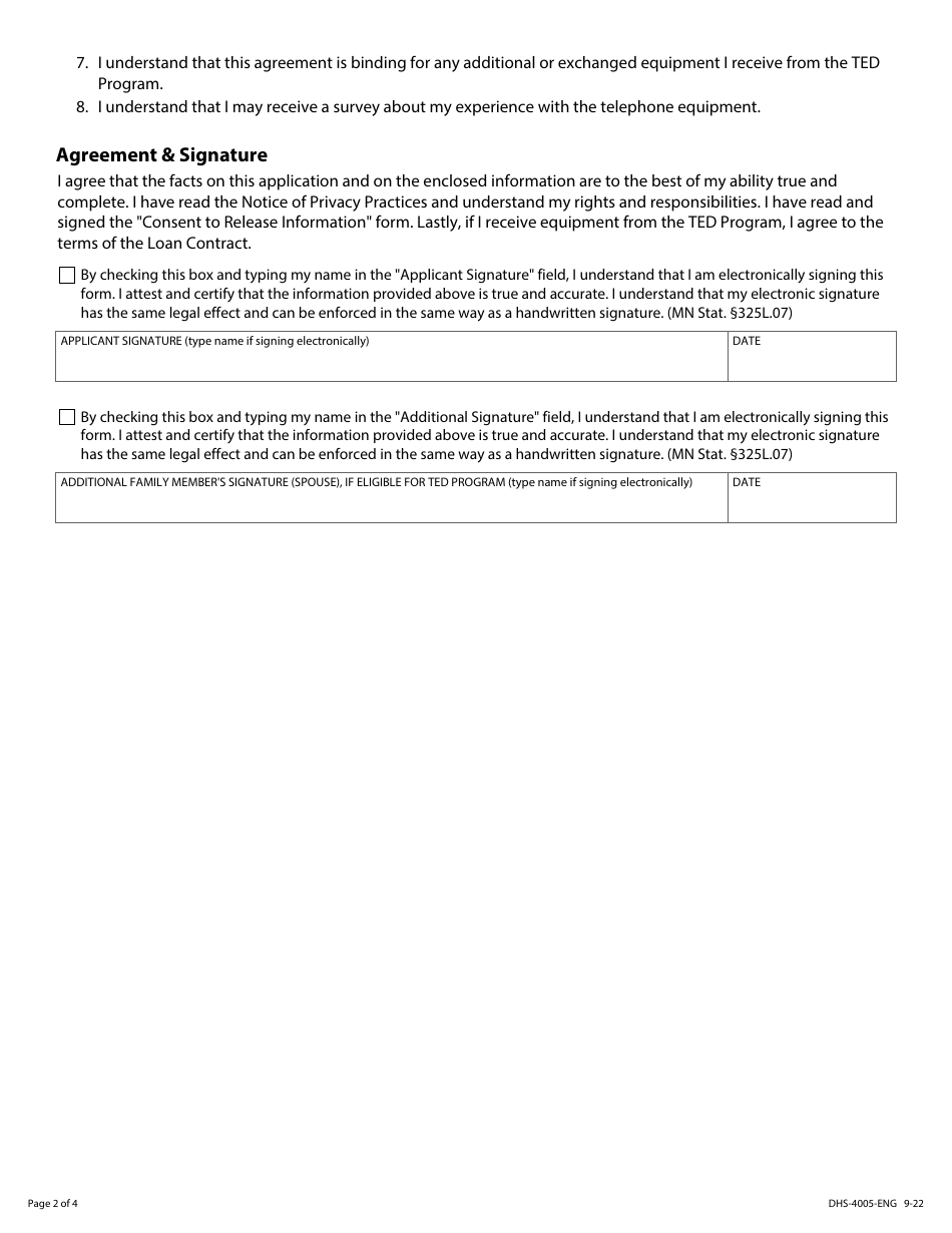 Form DHS4005ENG Download Fillable PDF or Fill Online Telephone