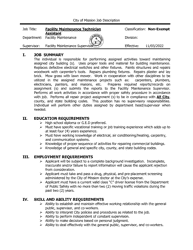 Document preview: Job Description - Facility Maintenance Technician Assistant - City of Mission, Texas