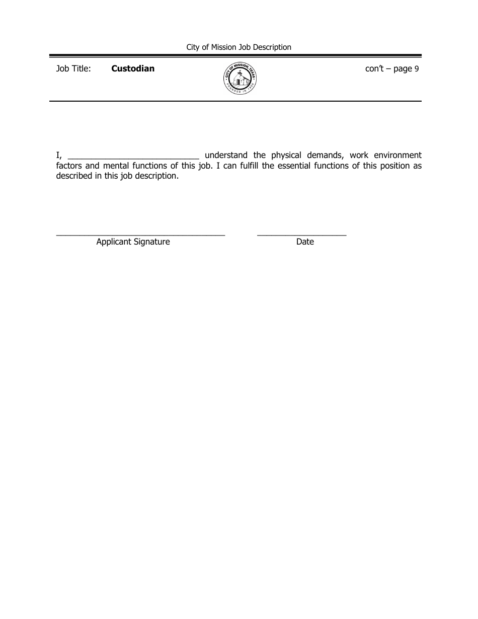 Job Description - Custodian - City of Mission, Texas, Page 10
