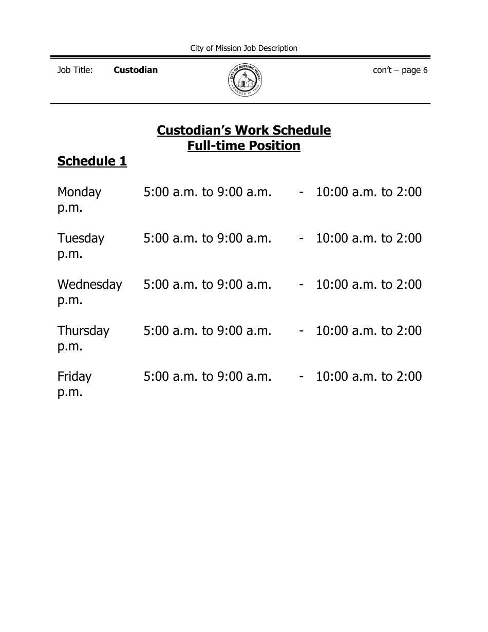 Job Description - Custodian - City of Mission, Texas, Page 6