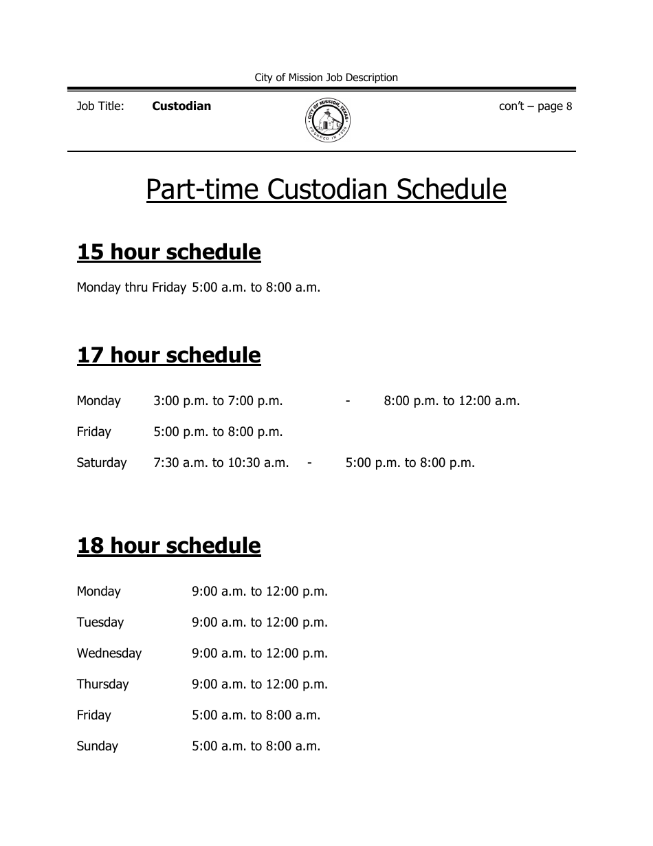 Job Description - Custodian - City of Mission, Texas, Page 8