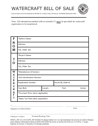 Document preview: Form 678 Watercraft Bill of Sale - Arizona