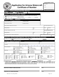 Form 1532 Application for Arizona Watercraft Certificate of Number - Arizona