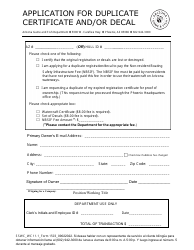 Document preview: Form 1503 Application for Duplicate Certificate and/or Decal - Arizona